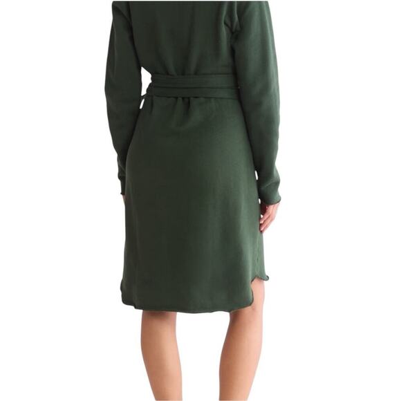 Frank & Eileen Willa Long Sleeve Triple Fleece Wrap Dress In Evergreen Small - Picture 11 of 16